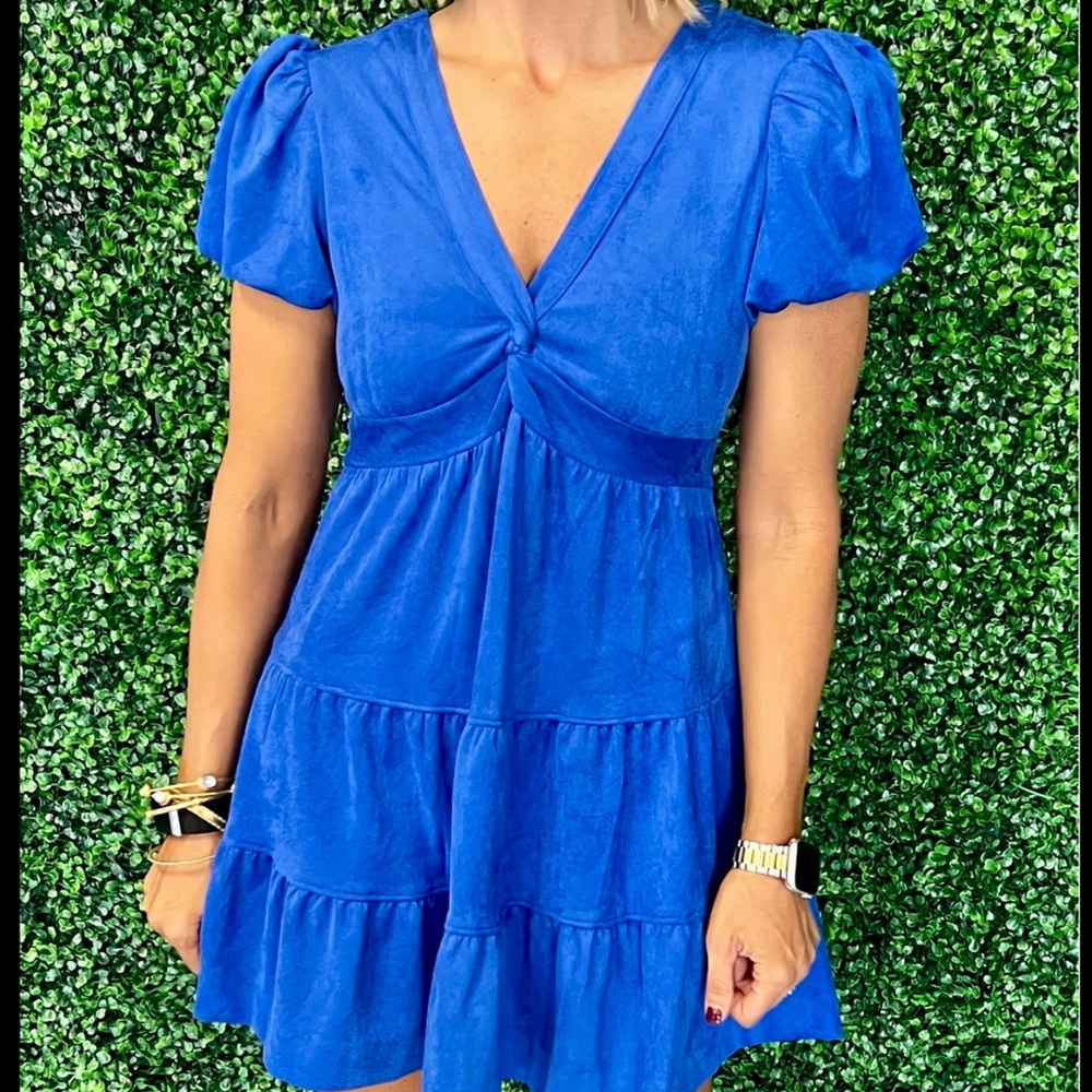 Skies Are Blue Suede Mini Dress NWOT